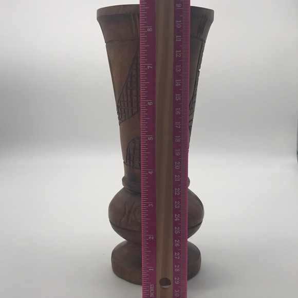 Vintage Carved Wooden Primitive Vase - Picture 4 of 11